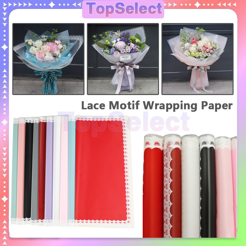 

20 Lembar Ertas Bunga Cellophane Warna Motif Brokat Paper Flower Wrapping Paper