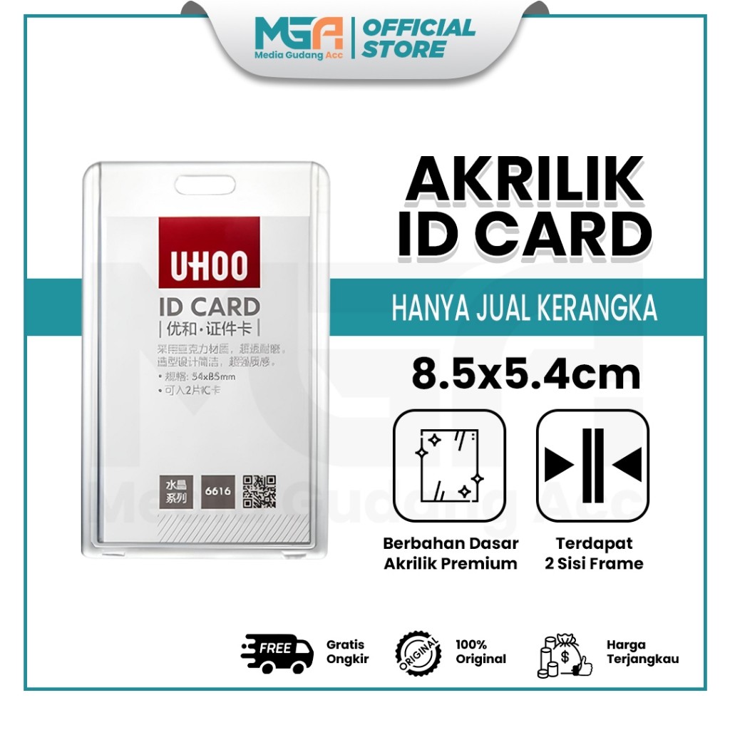 

【UHOO】 AKRILIK ID CARD HOLDER ACRYLIC TRANSPARAN BADGE ID CARD CASING KARTU PEGAWAI AKRILIK