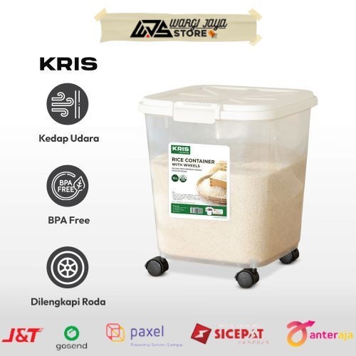 Ace Kris 15 ltr Tempat Beras - Putih Rice Container Food Grade Kotak Beras Wadah Penyimpanan Beras P