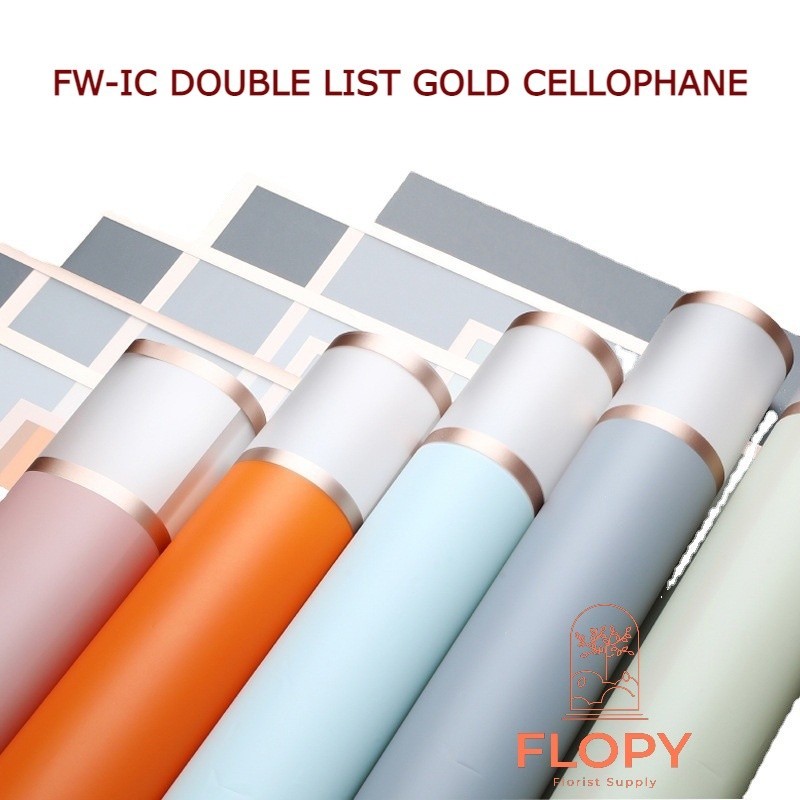 

[5 pcs] FW-IC Double List Gold Cellophane / kertas bunga / tissue bunga - FWIC
