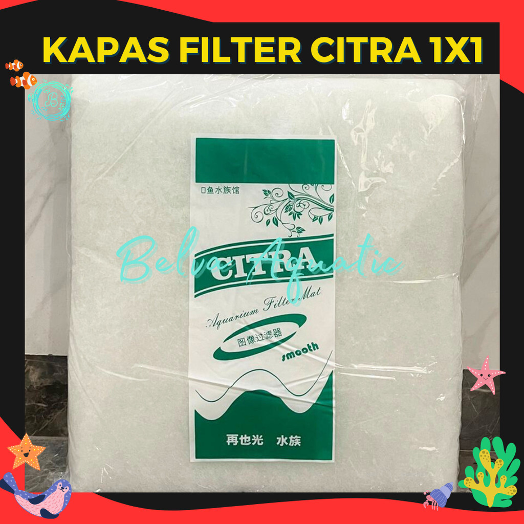 Kapas Filter Citra 1x1 1m x 1m 1 meter x 1 meter Kapas Fikter Aaquarium Media Filter Kapas Citra