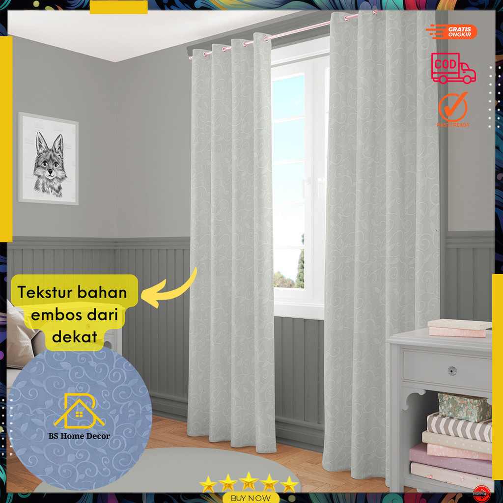 Gorden motif Polos embos/hordeng FREE HOOK dan TALI