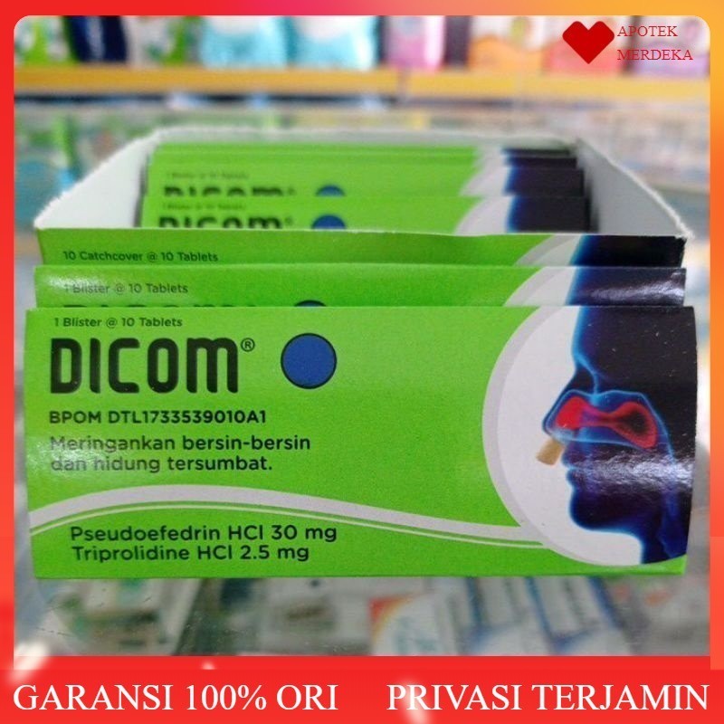 DICOM OBAT FLU / Dicom tab isi 10 tablet meringankan bersin bersin hidung tersumbat / anti meler / D