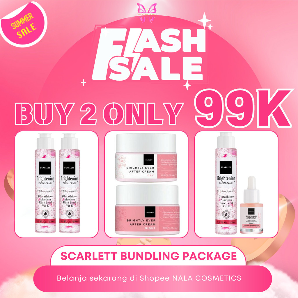[BUY1GET1]- PROMO Scarlett Whitening Paket Bundling Facial Wash I Daycream Nightcream I Sunscreen I 