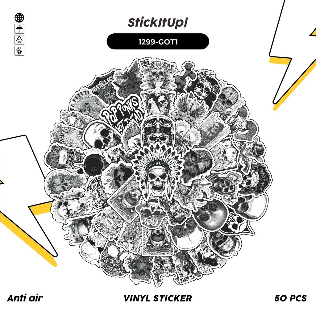 

COD✨ 100 Pcs Stiker Pack Punk Gothic Art Lucu Aesthetic Vynil Waterproof untuk Freebies Sticker Buku Journal Casing HP Laptop