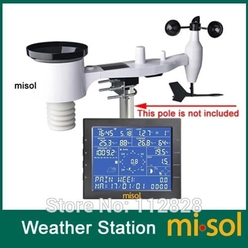 MISOL professional weather station pemantau cuaca with solar charge