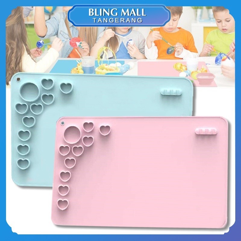 

Art Mat Warna Biru Dan Merah Jambu Silicone Painting Mat Dengan Cangkir Air Dan Tempat Cat