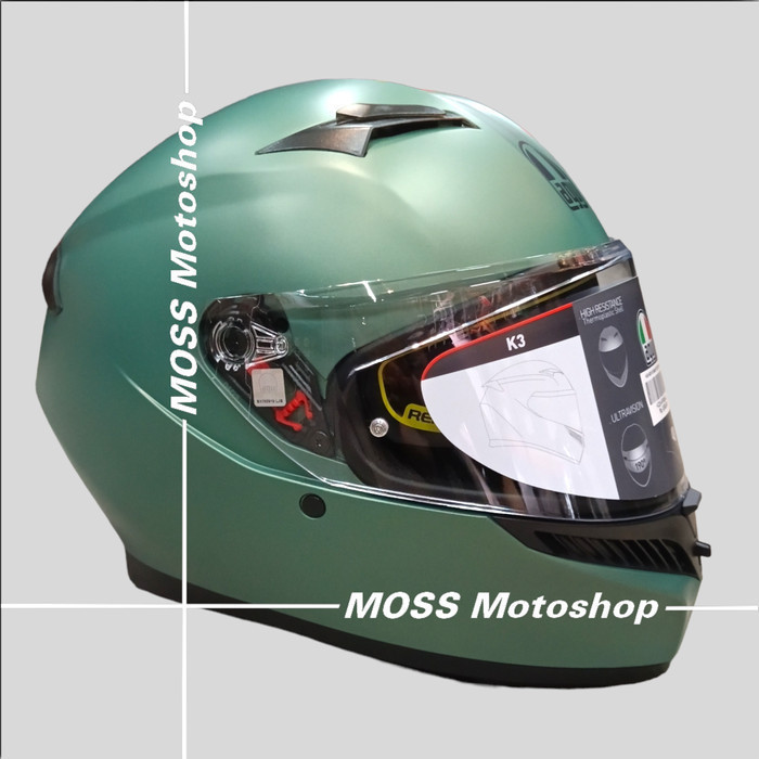 HELM AGV K3 MONO MATT SALVIA GREEN ASIAN FIT FULLFACE ORIGINAL