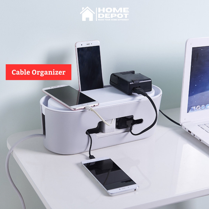 Cable Organizer Box Tempat Kabel Meja Multifungsi