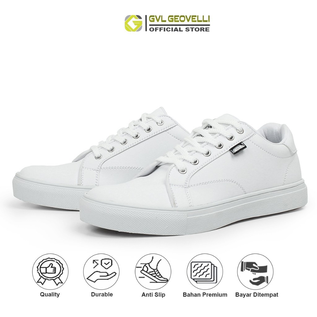 PROMO GVL Geovelli G3104 Sepatu Sneakers Pria Putih Lokal Model Vitrosa Full White