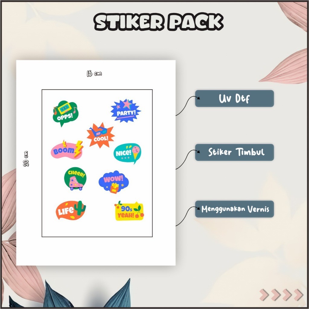 

Sticker Timbul UV DTF Tempel Laptop Hape Helm Kulkas Koper CerminnKata Sehari-hari Kuning Hijau P78
