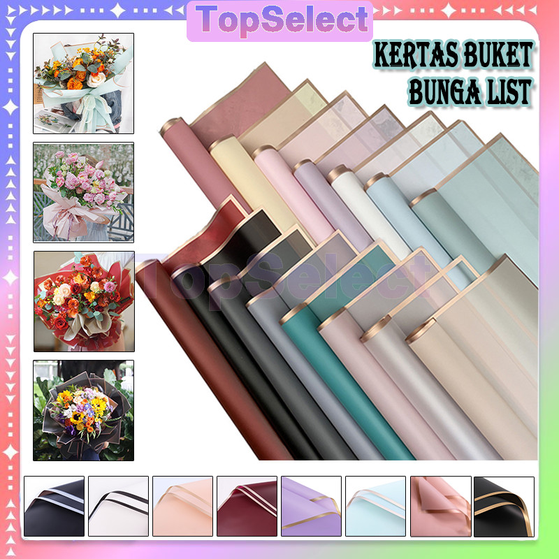 

[ 20 LEMBAR ] Kertas Bunga Cellophane List Gold /Wrapping Paper Cellophane Florist /Gold Line Emas Flower Paper/Kertas Buket Bunga List /Flower Wrapping Paper List Emas /Gold Line Kertas Buket Bunga