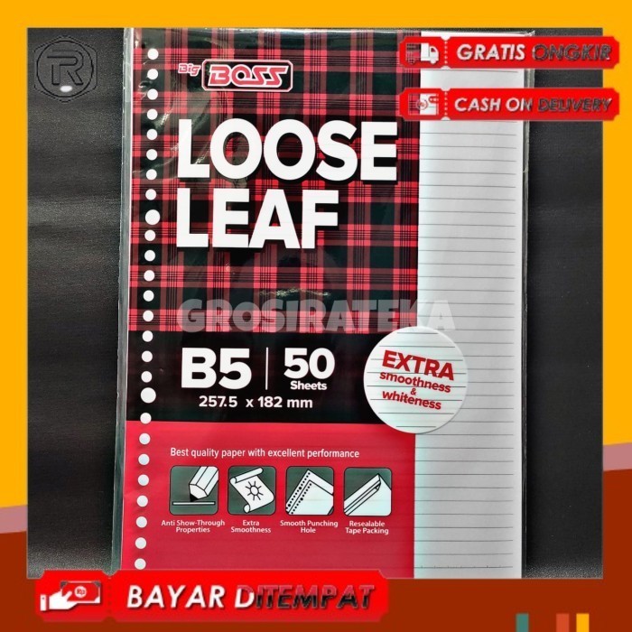 

KERTAS REFILL, ISI BINDER, LOOSE LEAF BBO LL 50 B5 GARIS BIG BOSS
