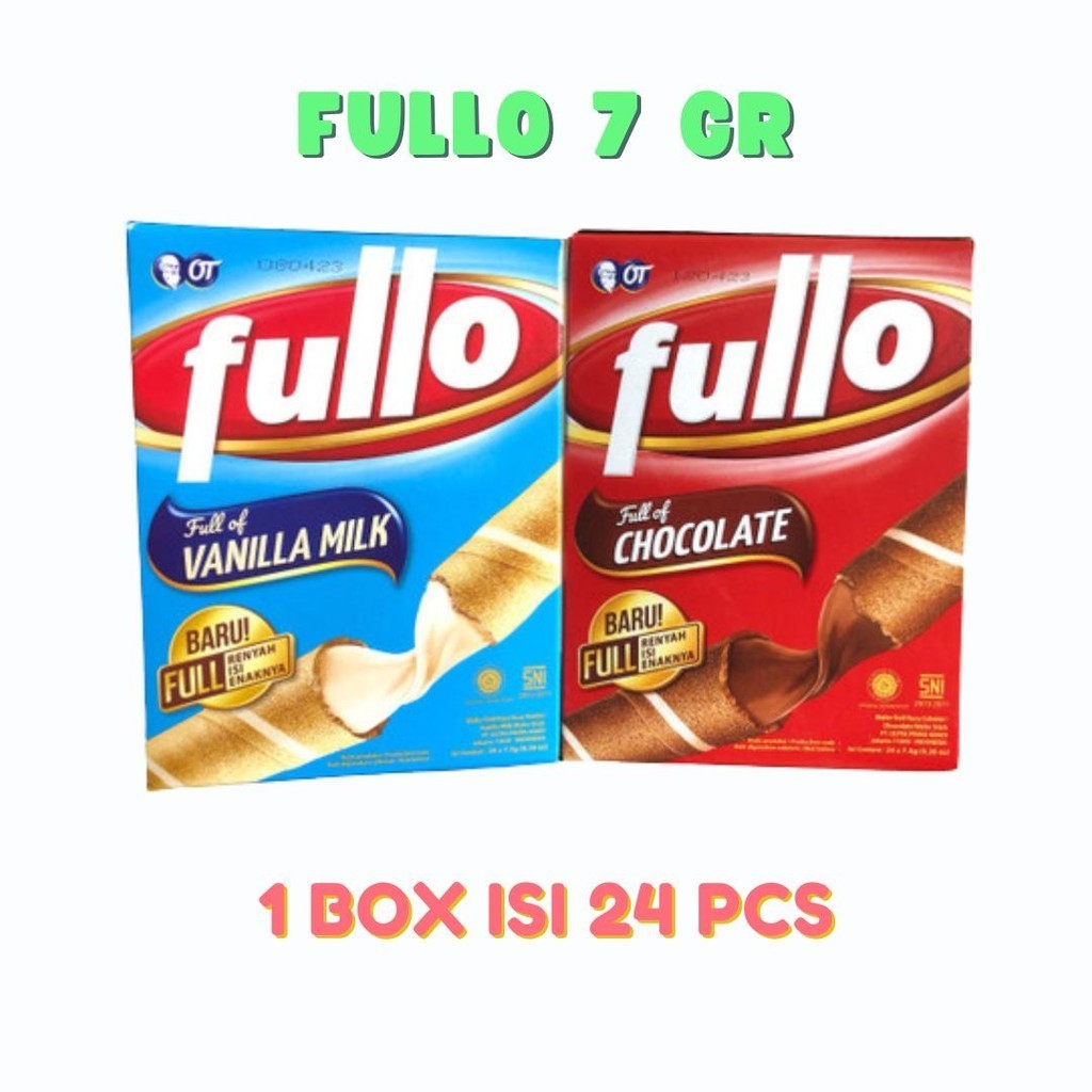 

Fullo Wafer Rolls Coklat/Vanilla 7 gram 1 Box isi 24 pcs