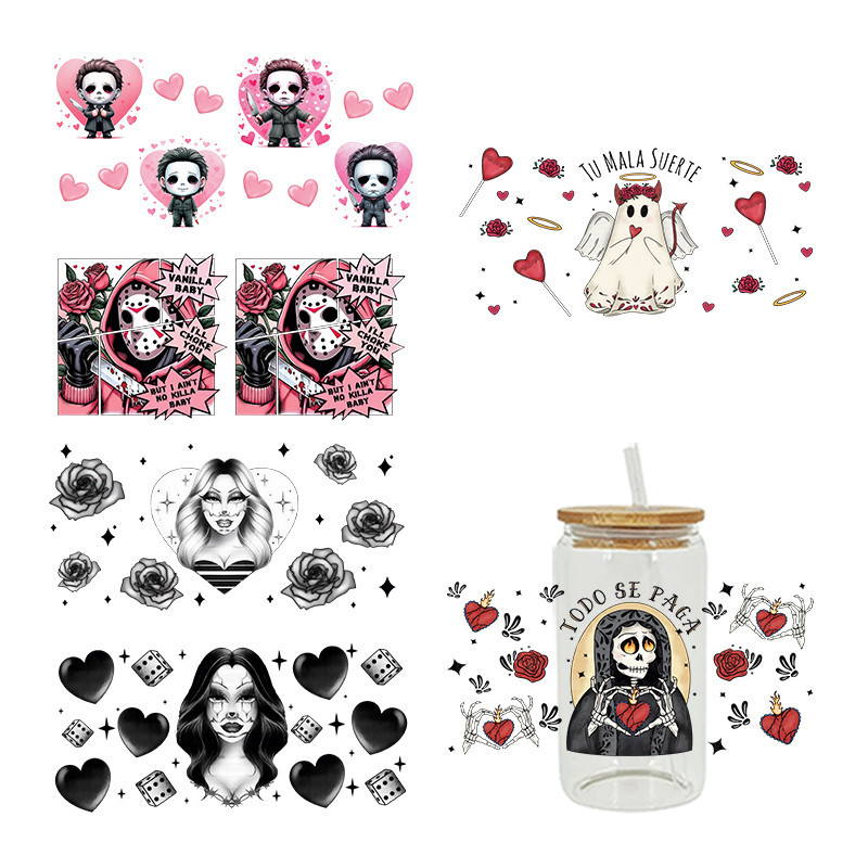 

UVDTF Transfer Sticker Hallowmas Theme For The 16oz Libbey Glasses Wraps Cup Can DIY Waterproof Easy To Use Custom Decals D11335