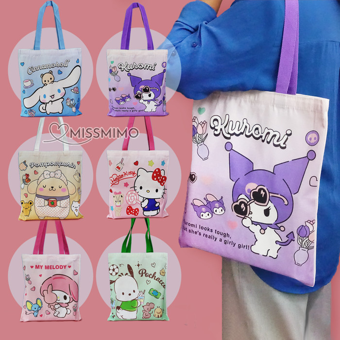 

Tas Canvas Sanrio Kuromi Melody Tote Bag Les Kursus Sekolah