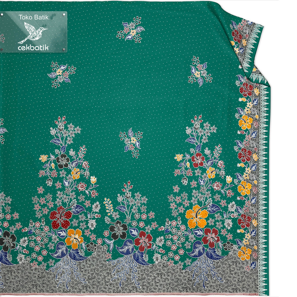 kain batik - Motif Modern Bunga Anggun Manis Polkadot Dasar Tosca