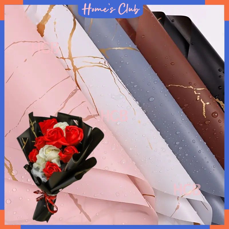 

HCB Flower Wrapping Kertas Flower Paper Cellophane / Kertas Buket Pembungkus Bunga Hand Bouquet / Motif Marmer Bunga Florist