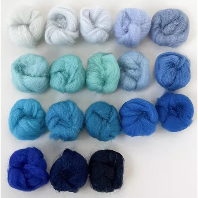 

DIY Wool Roving Needle Felting Blue Colors Wool Felting Fibre Handmade Material For Beginners Needle Felting Product Making