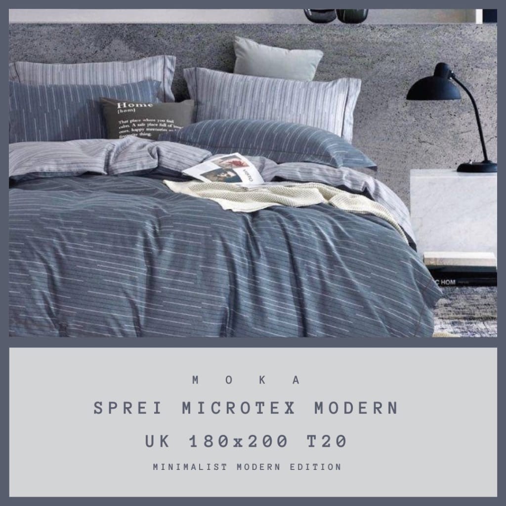 Bedcover Set Sprei Salur Abu Tinggi 20cm,Tebal,Halus,Lembut,Anti Luntur Uk 90x200 - 200x200