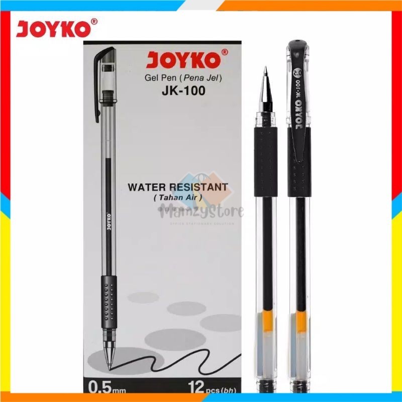 

JOYKO Gel pen JK-100 hitam black 0.5mm Pulpen pena (1PACK / 12Pcs)
