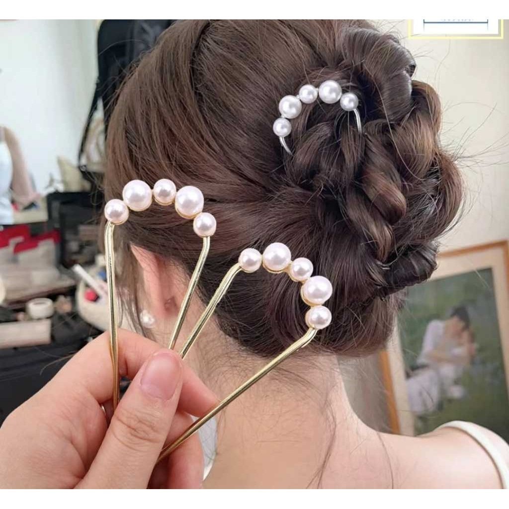 Konde Tusuk Logam Mutiara Cantik Mahkota Rambut Tusuk Konde Cantik