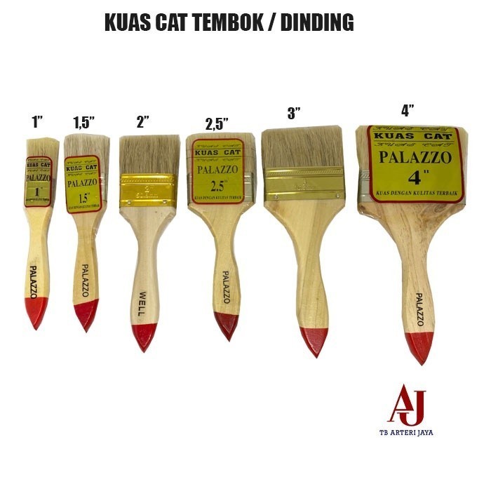 

PROMO PROMO Kuas Cat Tembok Atau Dinding Serbaguna Gagang Kayu Ukuran 1 Inch Sampai 4 Inch