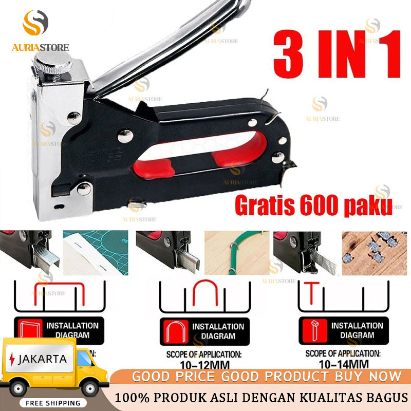 

Gratis 600 paku 3 In 1 Pistol Kuku Pistol Stapler Konstruksi Konstruksi Furnitur DIY Pelapis Pelapis Pistol Stapler Multifungsi Pistol Stapler Dekorasi Rumah Alat Pertukangan