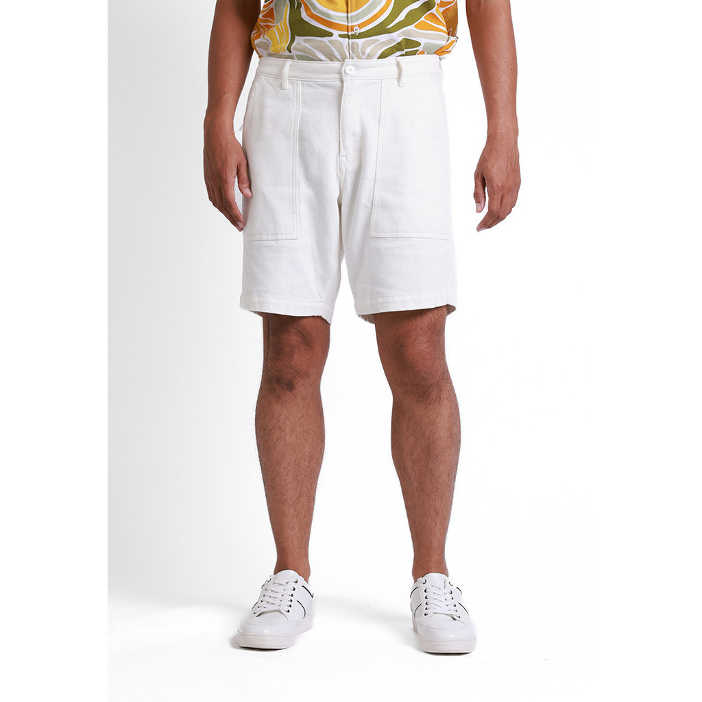 Manzone Celana Pendek Bermuda Pria Basic Finlo - White