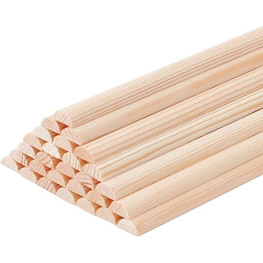 30Pcs 9.8 Inch Wooden Dowel Rods 7x3.5mm Half Round Dowel Rods Unfinished Wood Craft Sticks Arch Woo