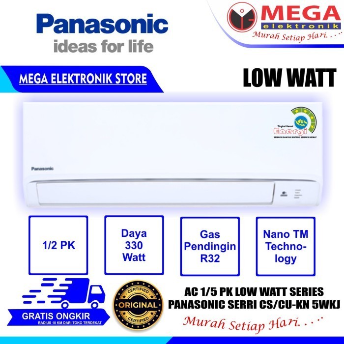 AC PANASONIC 1/2 PK CS-KN5WKJ STANDAR LOW WATT / CS/CU KN5WKJ LOW WATT