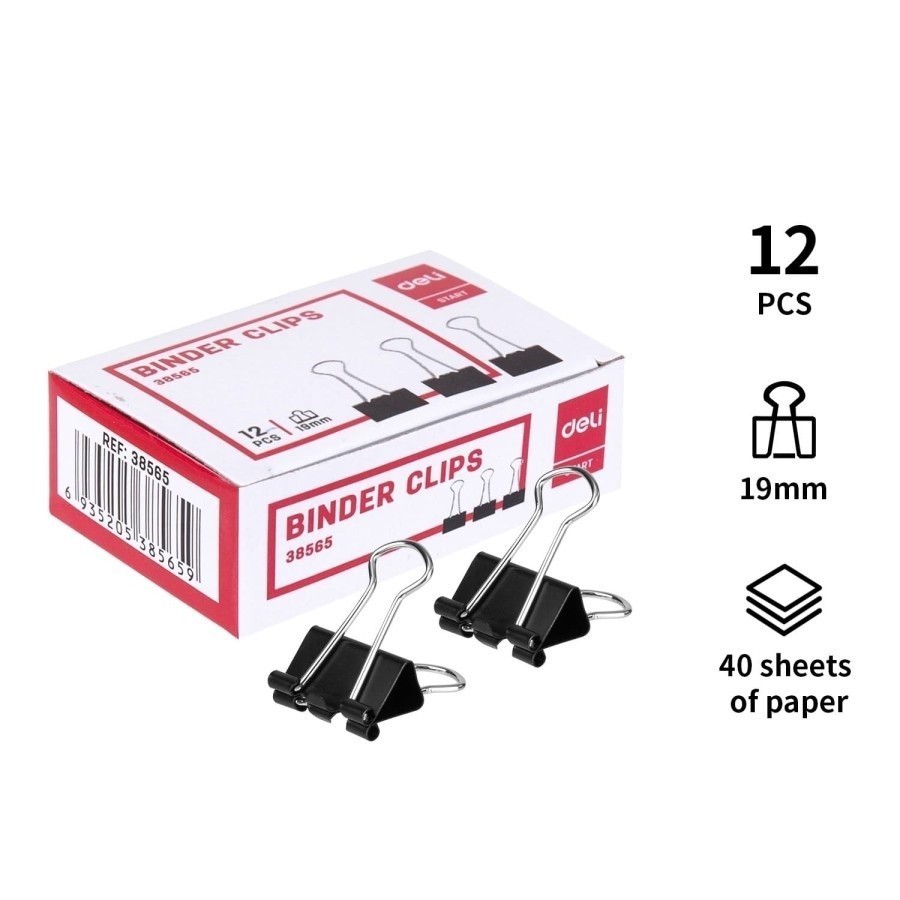 

Deli | Binder Clips 19 mm | E38565