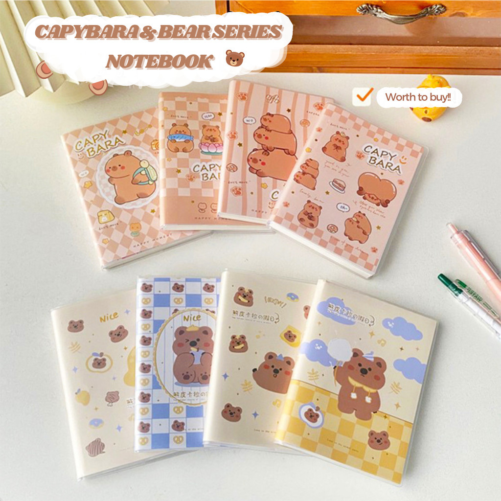 

[HARU] Capybara & Bear Series Notebook Aesthetic Buku Catatan Jurnal Buku Saku