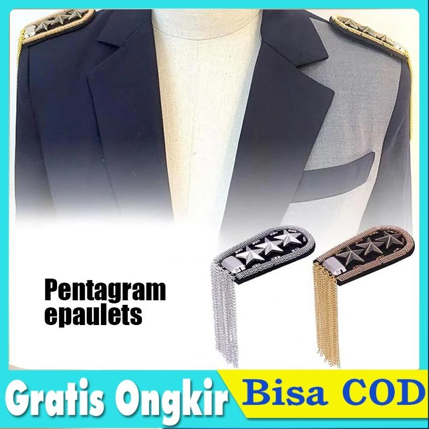 Evolet Pangkat Paskibra / Evolet Tanda Pangkat Aksen Rivet + Rumbai / Epaulet Tanda Pangkat Rumbai R