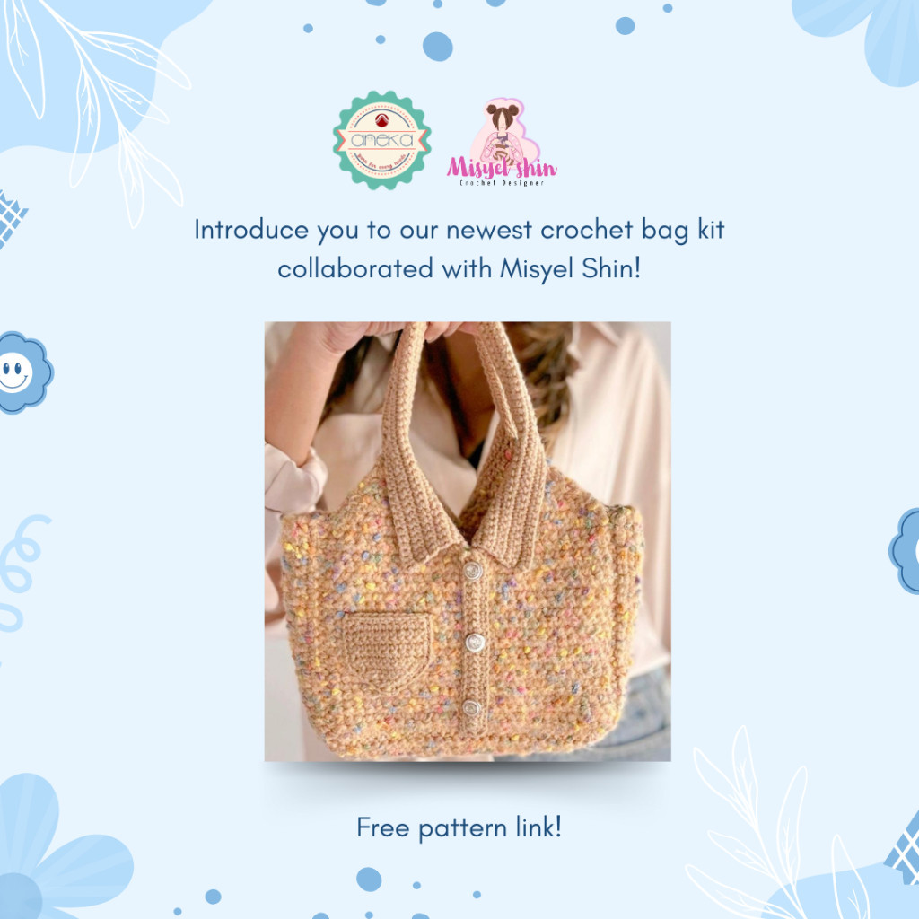 BM11J Aneka Benang x Misyel Shin - DIY Shirt Kemeja Bag Starter KIT / Paket Merajut Pemula Lengkap M