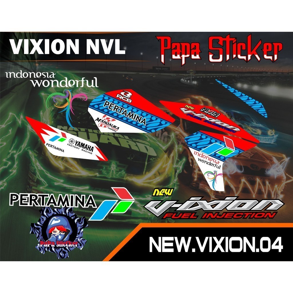 STRIPING VARIASI VIXION NEW NVL PERTAMINA  - STIKER NEW VIXION LIGHTNING X MANDALIKA