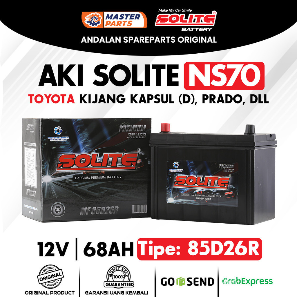 Aki Mobil Solite NS70 12V 68Ah Aki Kering