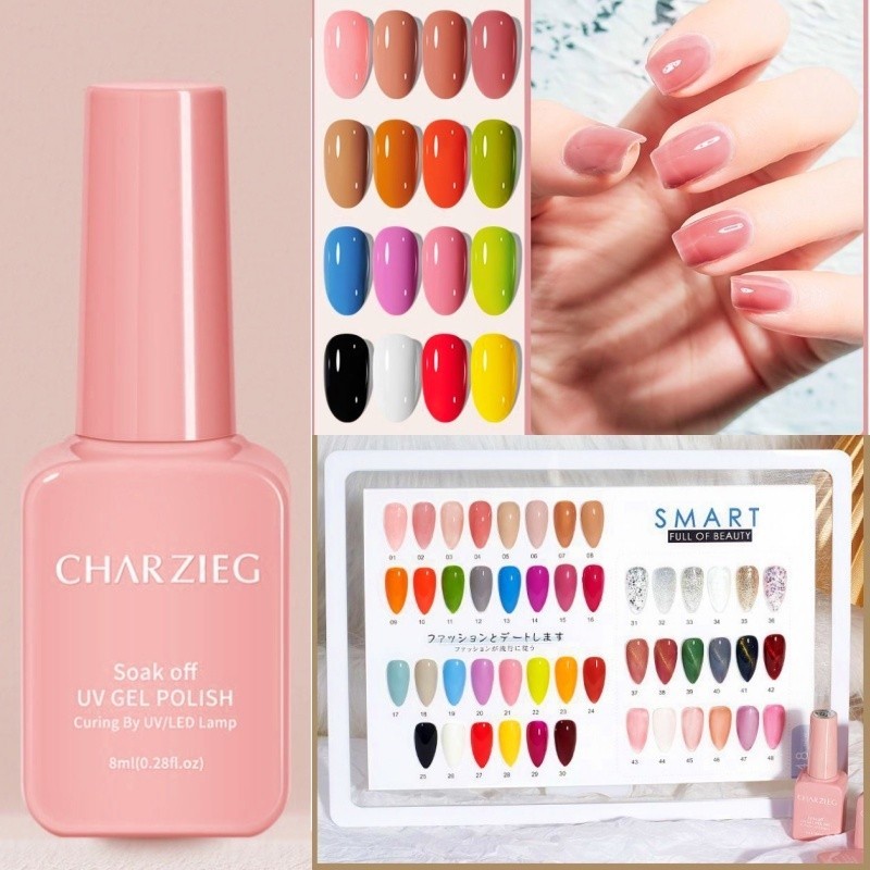 [COD] CHARZIEG Kutek Gel Nail Polish 48 Warna Kutek Uv Gel Soak Off Nail Art Gel Uv Kutek Charzieg