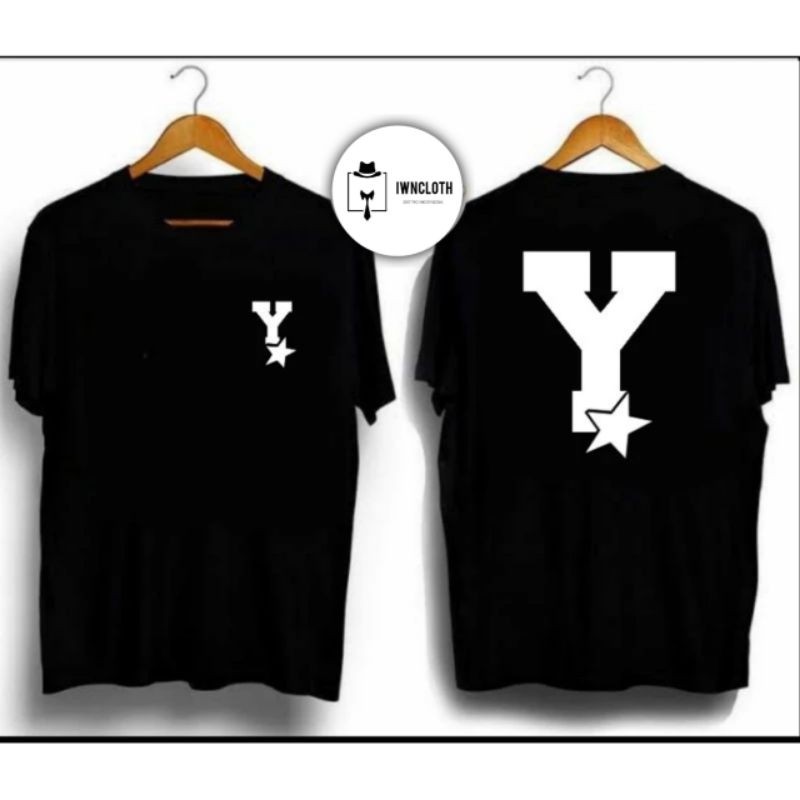 kaos inisial NAMA HURUF Y STAR SABLON DTF/t-shirt kaos baju distro pria wanita
