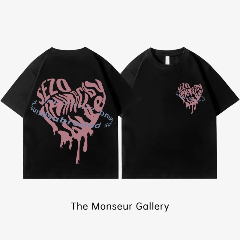 V-Change T-shirt Oversize Pink Love | Kaos Hitam A0518Kaos katun  kaos santai pria gaya street rock 