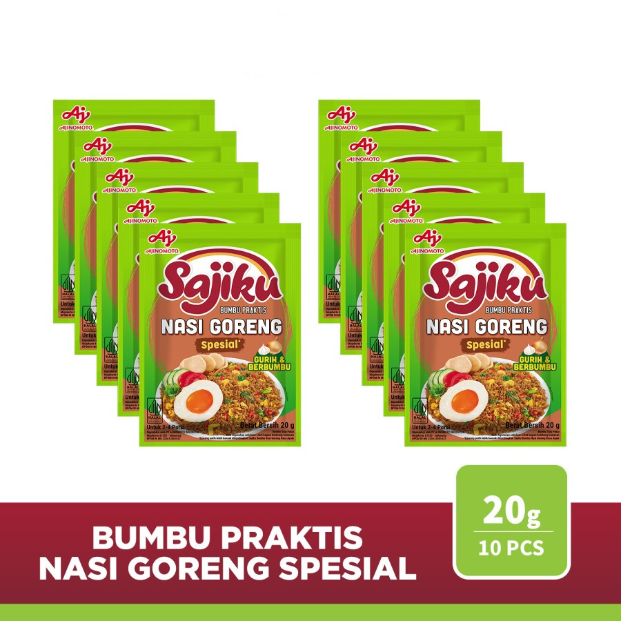 [ 1 renceng/10 sachet ] SAJIKU Nasi Goreng SPESIAL Bumbu Praktis Lezat Gurih 20gr