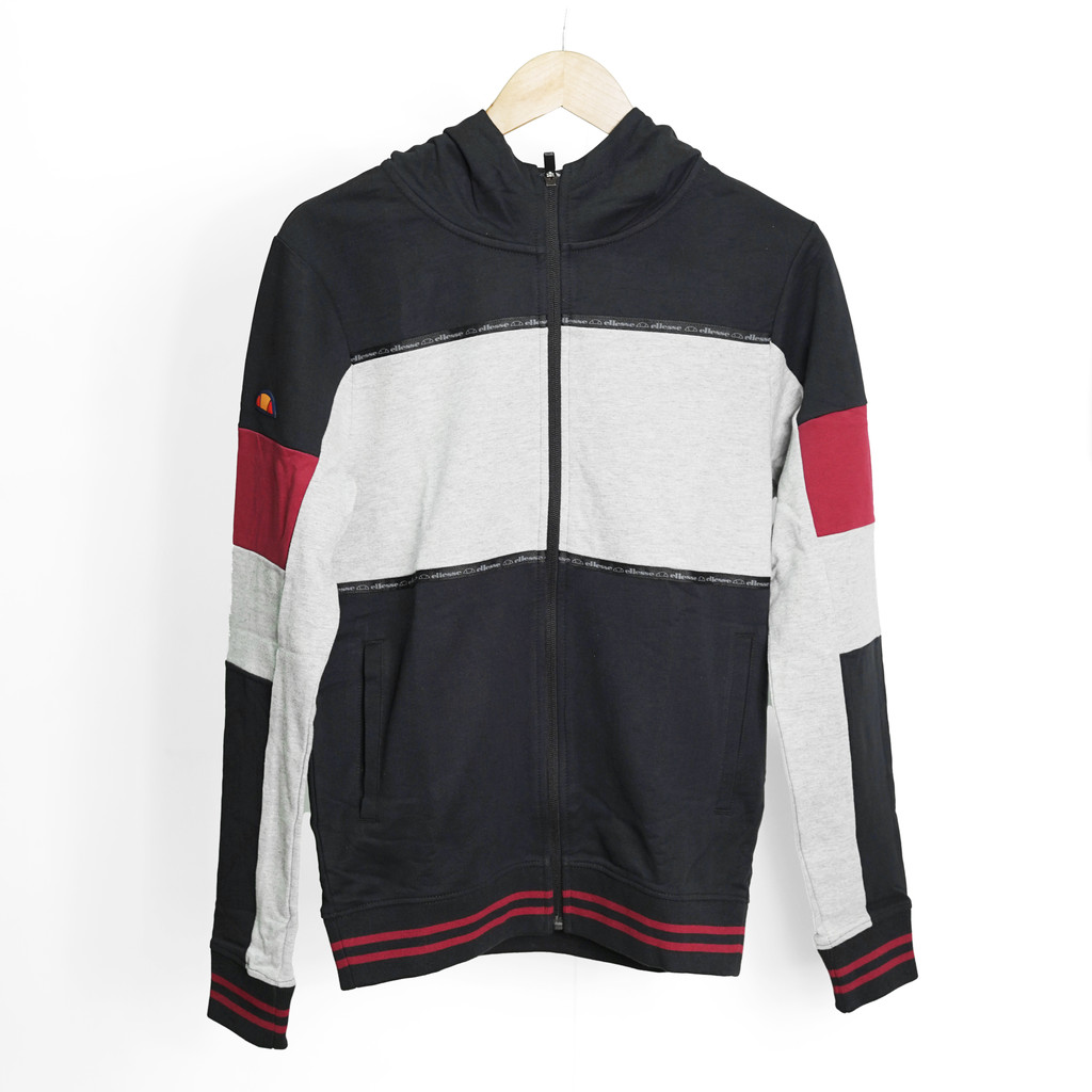 Jaket Zip Hoodie Pria ELLESSE Ruber Tape Black [ELLMJH2318BLK] Original