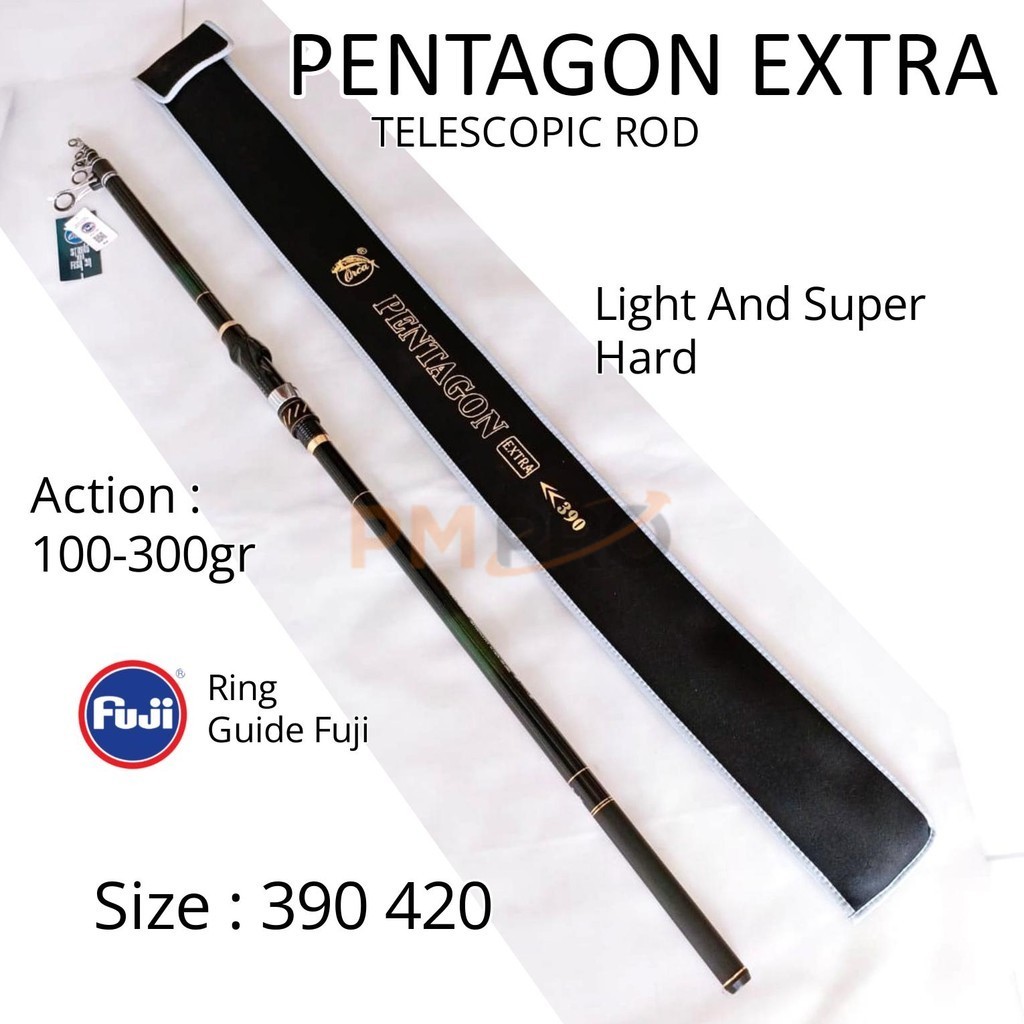 Orca Pentagon Extra 390 420 CW 100-300gr  Ring Guide Fuji Joran Pancing Surf Pasiran Bahan Carbon Mo