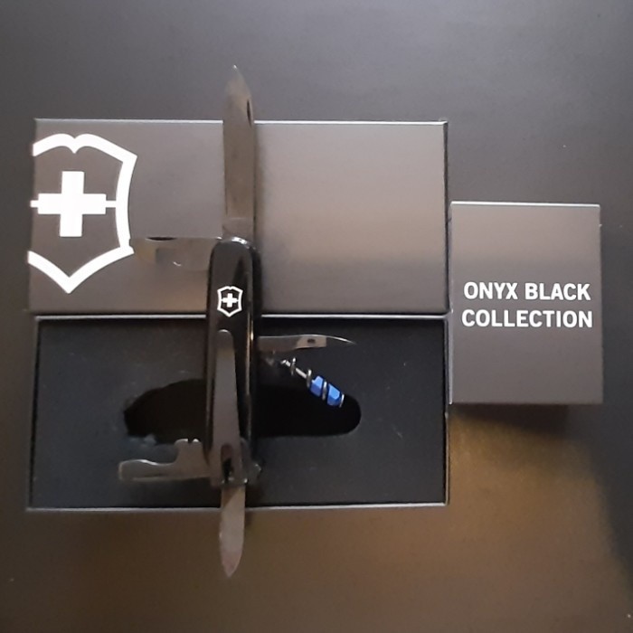 VICTORINOX SPARTAN ONYX BLACK 91MM + CLIP + MINI TOOL BLUE TOOLS PISAU SERBAGUNA (RD)