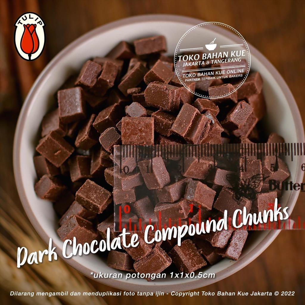 

Tulip Choco Chunks Compound Dark Chocolate 500gr Cokelat Potongan