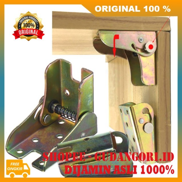 BELI 1 GRATIS 1 Bracket Siku Lipat Besi Siku Penyangga Bracket Engsel Siku Lipat Stainless Steel ORI