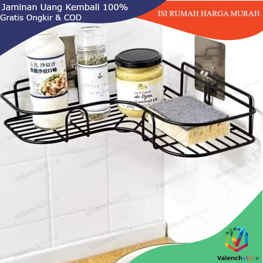 Rak Bumbu / Rak Sudut / Rak Dinding / Rak Tempel Kamar Mandi Tanpa Paku / Rak Sudut Kamar Mandi /