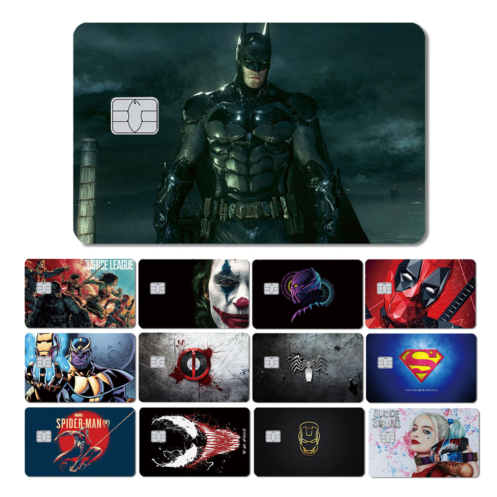 

Marvel DC Batman Iron Man Spider Man Superman PVC Film SKin Sticker for Small Big Chip Bank Credit Debt Card