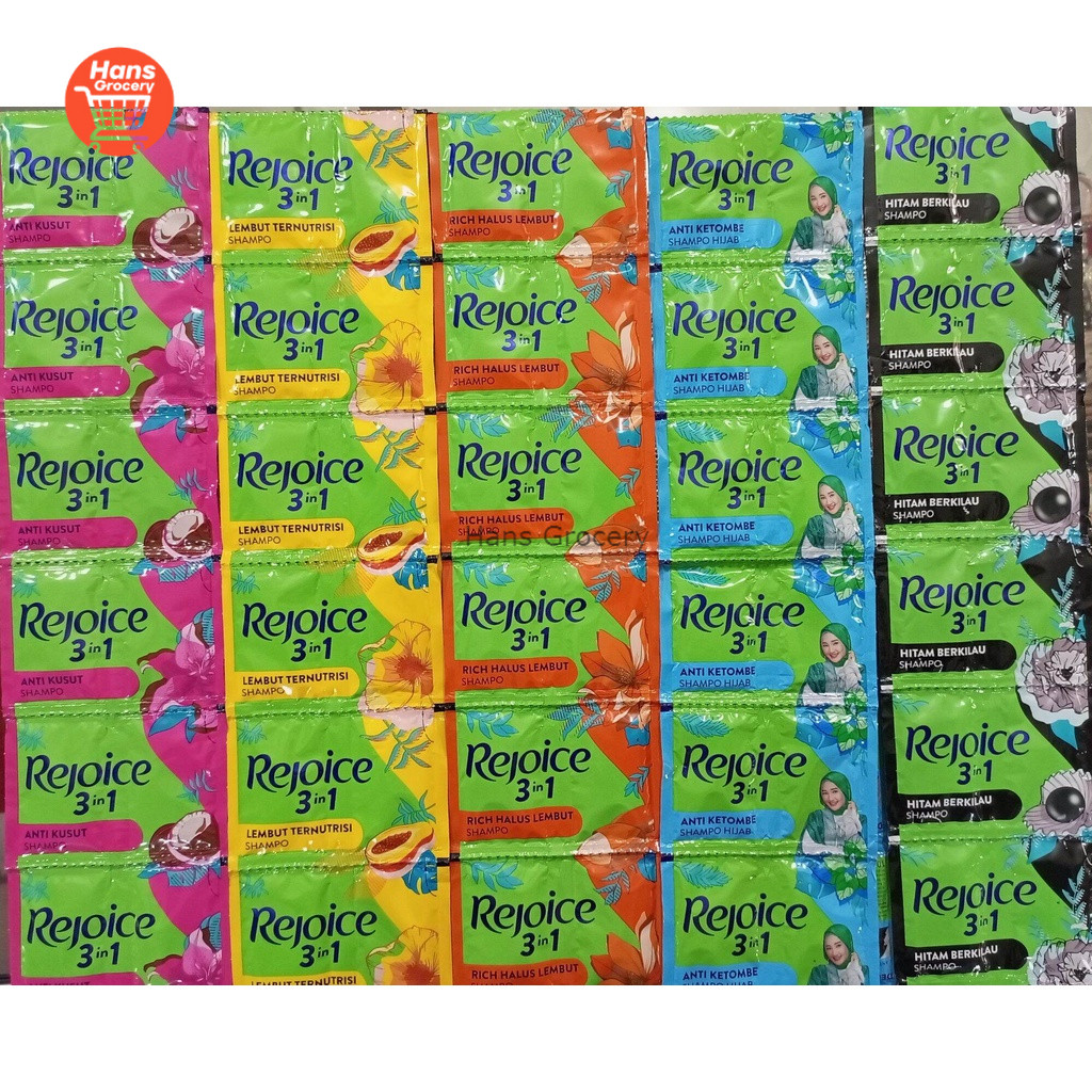 HANS SHAMPO REJOICE SACHET HEMAT 10ML / SHAMPO REJOICE 12 SACHET Unilever