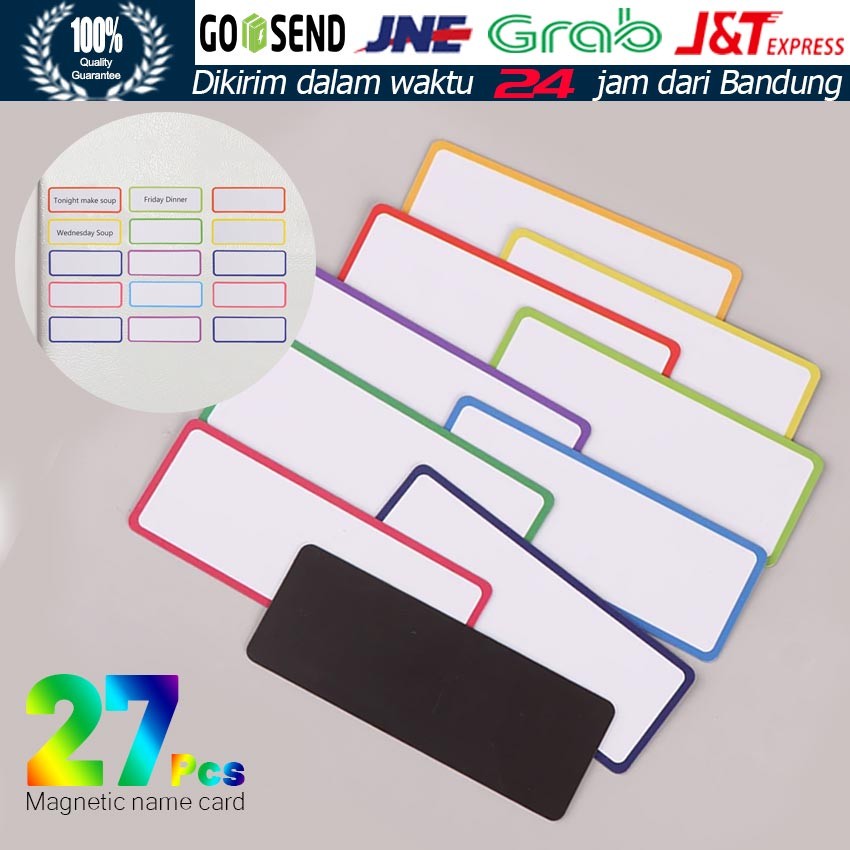 

27Pcs/Set Stiker Nama Magnetik / Tag Plat Nama yang Dapat Digunakan Kembali / Strip Label Magnetik Fleksibel untuk Kotak Alat Rak Lemari Es Loker Papan Tulis di Ruang Kelas Kantor Rumah